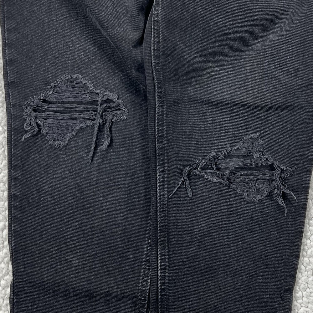 Zara Tapered Jeans Women's Size 26x28 Black Normcore Casual Everyday Distressed - Picture 3 of 10